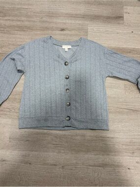 French Laundry Light Blue Cable Knit Button Cardigan